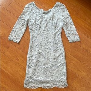 Lulu's Grey Lace Dress with 3/4 Sleeves